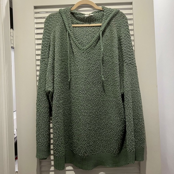 Maurices Sweaters - NWOT Maurices Sage Green Popcorn Boucle Hooded Sweater 3X